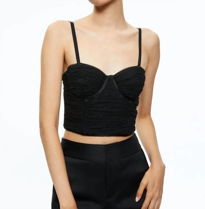 ALICE AND OLIVIA DAMIA RUCHED BUSTIER TOP IN BLACK