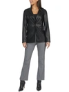 Laundry By Shelli Segal Womens Faux Leather Notch Collar One-button Blazer In Black