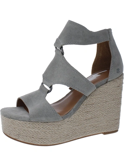 Lucky Brand Rillyon Womens Suede Gladiator Wedge Sandals In Grey