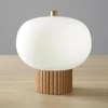 Nova Of California Tambo Accent Table Lamp - Natural Ash Wood Finish, Weathered Brass, White Linen Shade