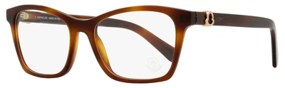 Moncler Women's Rectangular Eyeglasses Ml5168 054 Red Havana 53mm In Multi