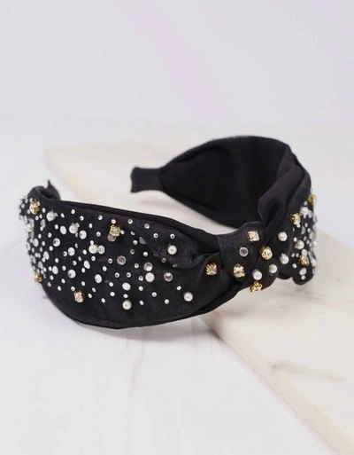 Caroline Hill Bejeweled Headband In Black