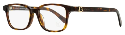 Moncler Unisex Rectangular Eyeglasses Ml5169d 052 Havana 52mm In Multi