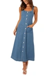 Petal And Pup Bettie Button Front Midi Dress In Denim