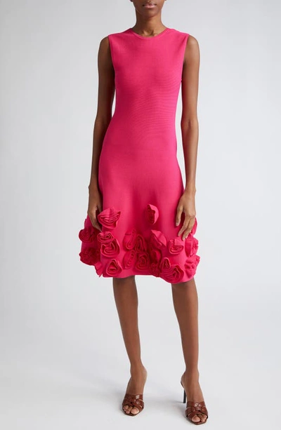Lela Rose Penelope Midi Dress With Floral Applique Detail In