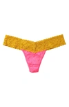 Hanky Panky Signature Lace Low Rise Thong In Yellow/ Pink