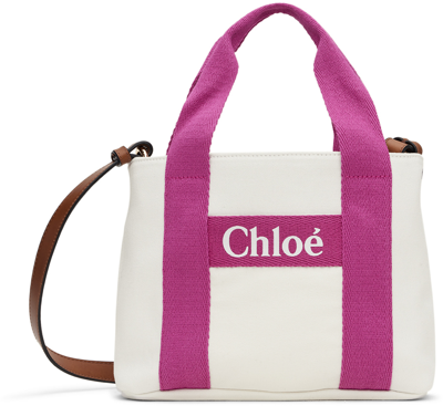 Chloé Kids Off-white & Pink Printed Bag In 117 Offwhite