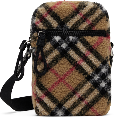 Burberry Check-pattern Fleece Shoulder Bag In Knight Ip Check
