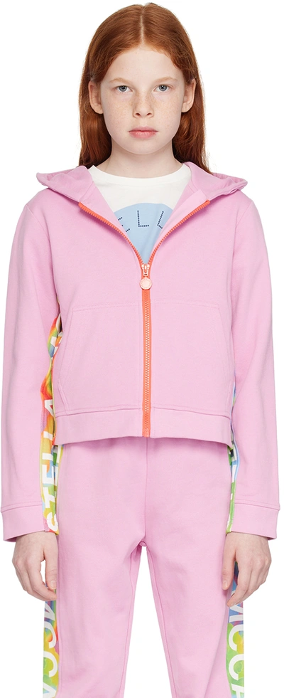 Stella Mccartney Kids' Logo-print Zipped Hoodie In Pink & Purple