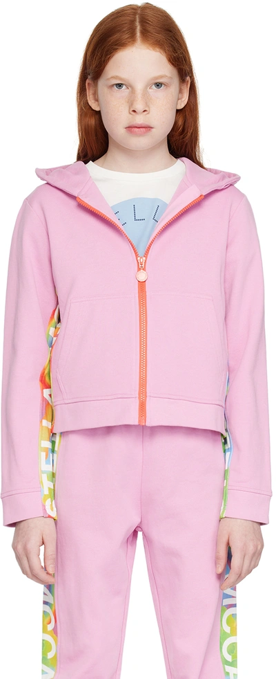 Stella Mccartney Logo-print Zipped Hoodie In Pink & Purple