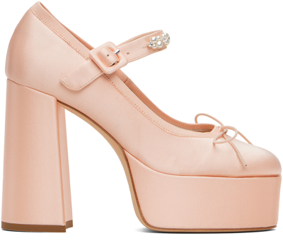 Simone Rocha Pink Beaded Heart Heels In Nude/pearl/clear