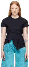 MARQUES' ALMEIDA BLACK DRAPED T-SHIRT