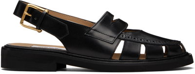 Thom Browne Black Slingback Cutout Sandals In 001 Black