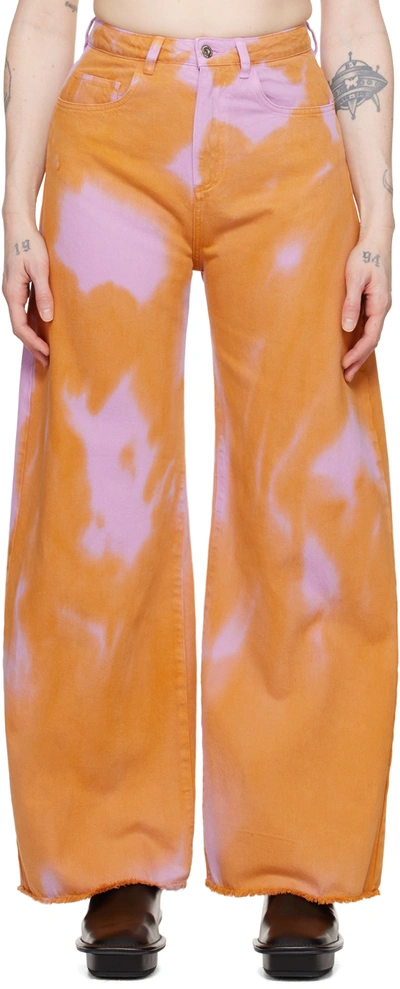 MARQUES' ALMEIDA ORANGE & PINK TIE-DYE BOYFRIEND JEANS