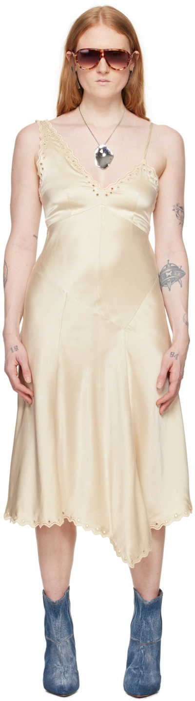 Isabel Marant Women's Ayrich Silk Eylet Bias Slip Midi-dress In Vanilla