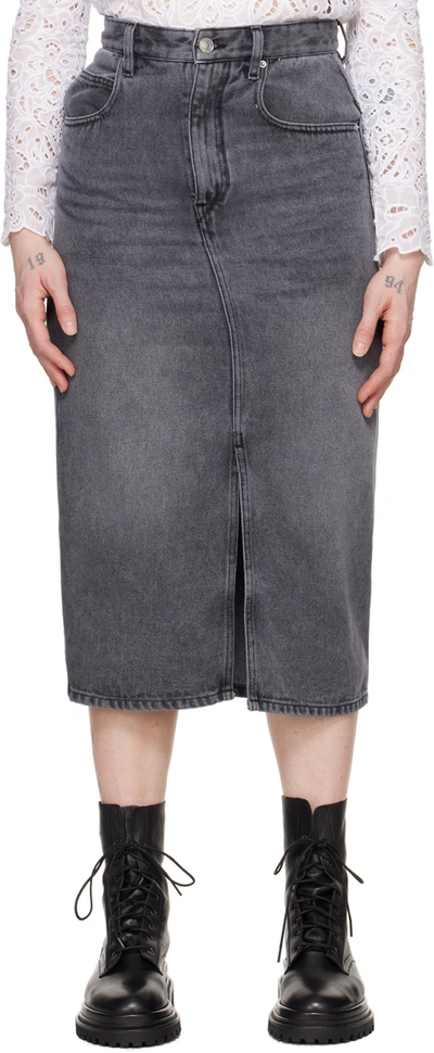 Isabel Marant Gray Tilauria Denim Midi Skirt In 02ly Light Grey