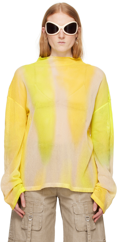 Acne Studios Yellow Tie-dye Long Sleeve T-shirt In Cyi Acid Yellow