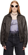 ACNE STUDIOS BROWN RELAXED FIT LEATHER JACKET