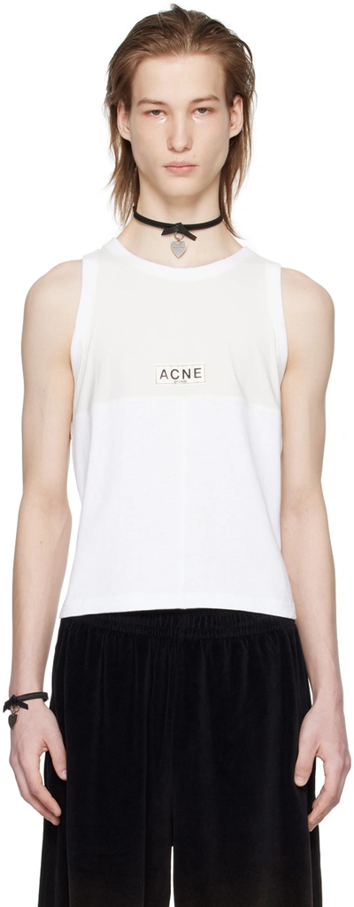 Acne Studios Logo Jersey Tank Top In Optic White