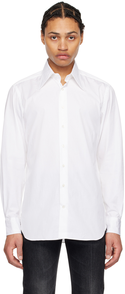 Husbands White Wide Collar Shirt