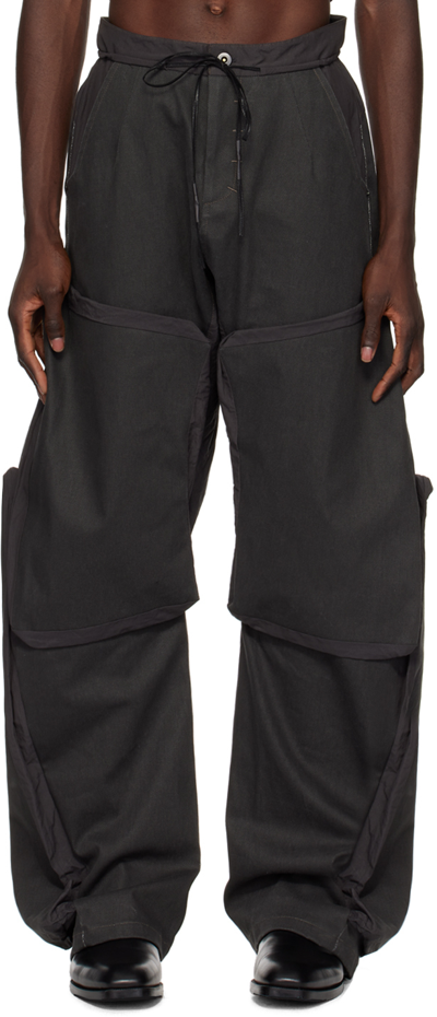 Carnet-archive Grey Ruined Mass Trousers In Chocolate