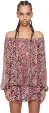 Isabel Marant Étoile Multicolored 'vutti' Blouse With All-over Graphic Print In Viscose Woman In 40ry Raspberry