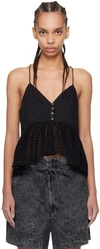 Isabel Marant Étoile Button Eyelet Peplum Top With Spaghetti Straps In 01bk Black