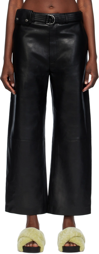 Nanushka Sanna Belted Faux-leather Trousers In Black