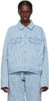 Mugler Star-print Denim Jacket In Lms Laser Printed St