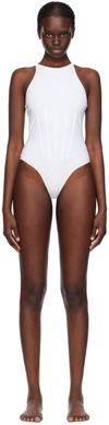 MUGLER WHITE BONDED SWIMSUIT