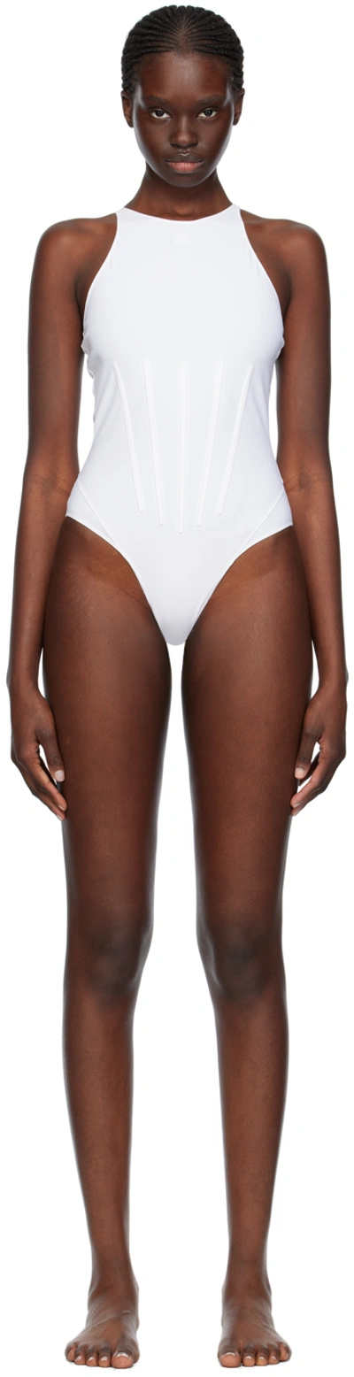 Mugler White Bonded Swimsuit In 1016 Warm White