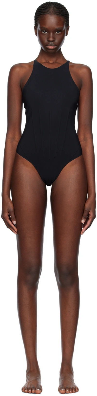 Mugler Black Bonded Swimsuit In 1999 Black