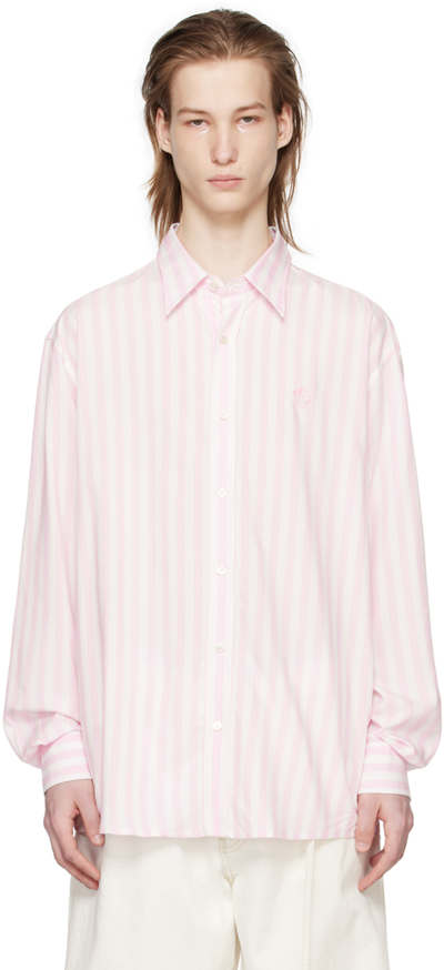 Acne Studios Over Shirt Stripes In Ang Pink/white