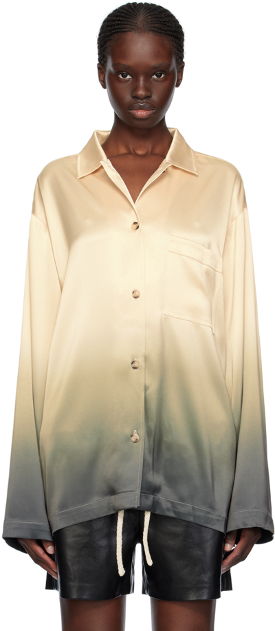 Nanushka Satin Jelmer Shirt In Moss Gradient