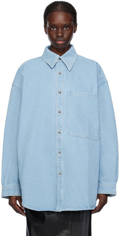 Nanushka Blue Aarna Denim Shirt In Eco Light Wash