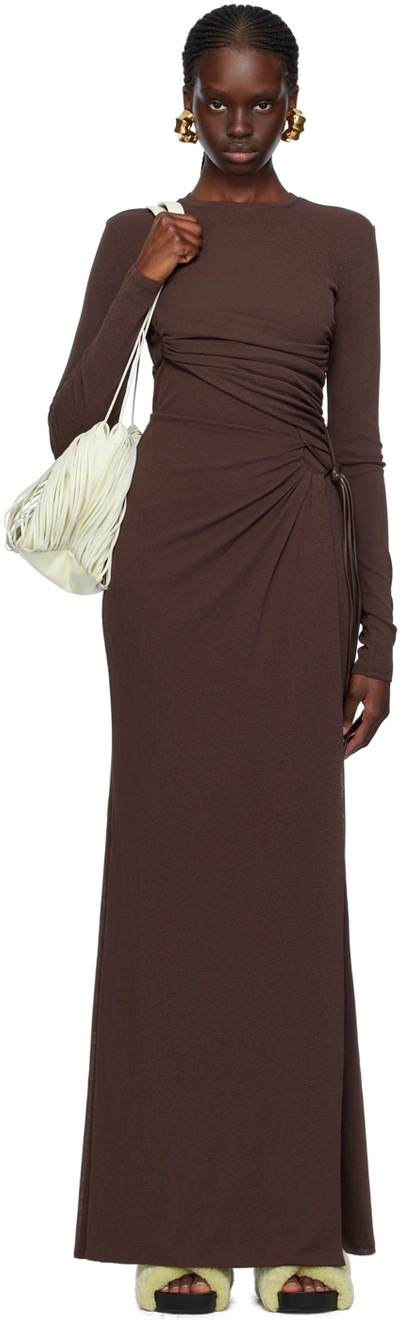 Nanushka Brown Marghe Maxi Dress In Nutmeg