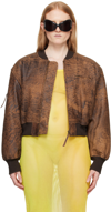 ACNE STUDIOS BROWN CROPPED LEATHER BOMBER JACKET