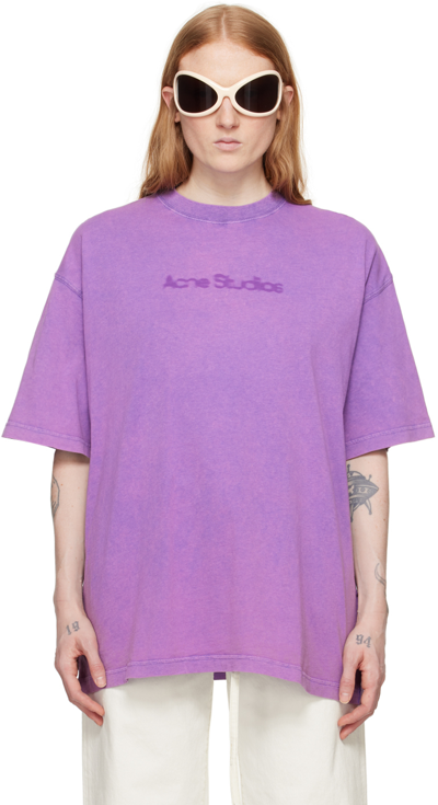 Acne Studios Logo Detailed Crewneck T In Purple