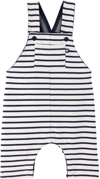 PETIT BATEAU BABY WHITE & NAVY STRIPED OVERALLS