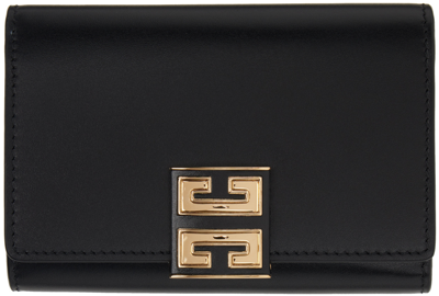Givenchy Medium 4g Leather Trifold Wallet In 001-black