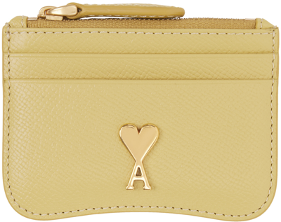 Ami Alexandre Mattiussi Paris Paris Zipped Card Holder Neutrals Unisex In Citronella/720