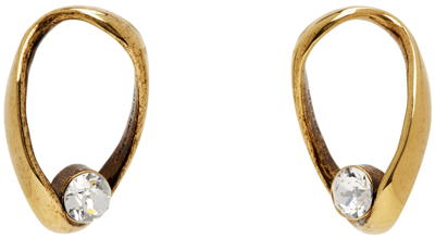 Dries Van Noten Gold Oval Hoop Earrings In 973 Brass