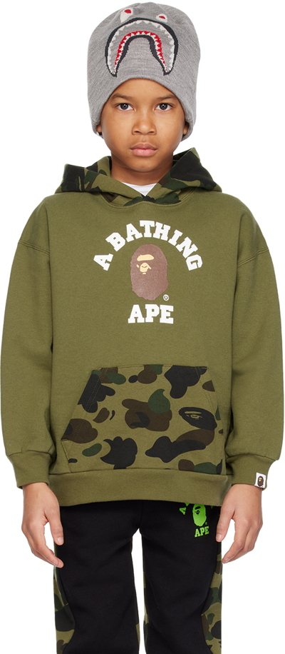 Bape Kids Green 1st Camo College Hoodie