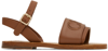 CHLOÉ KIDS BROWN EMBROIDERED SANDALS