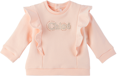 Chloé Kids' Baby Pink Embroidered Sweatshirt In 45f Pale Pink