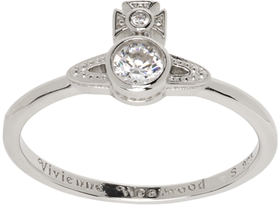 Vivienne Westwood Silver London Orb Ring In P102 Platinum/white