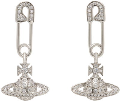 Vivienne Westwood Silver Lucrece Earrings In P102 Platinum/white