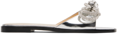 Mach & Mach Silver Double Bow Mirror 10 Sandals