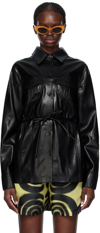 NANUSHKA BLACK KARLINE VEGAN LEATHER SHIRT