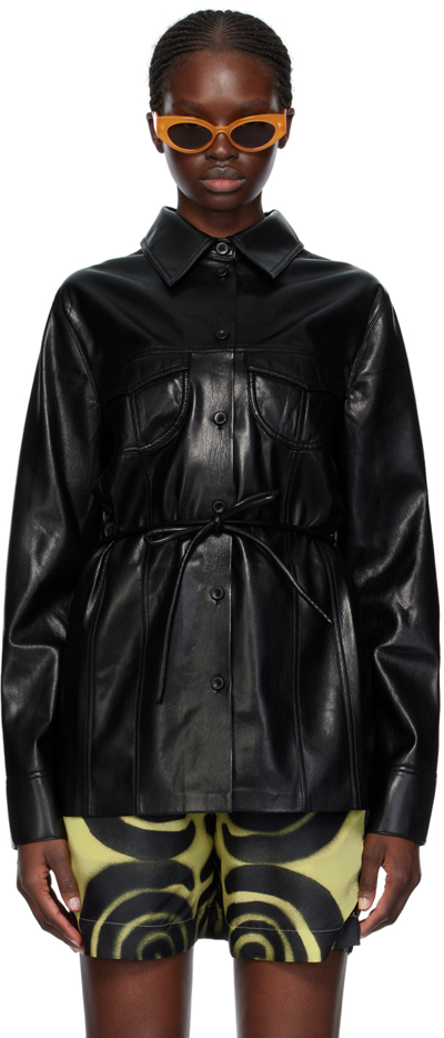 Nanushka Karline Faux-leather Shirt In Black